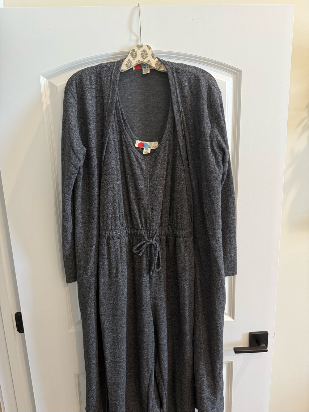 FREE PEOPLE BEACH Women's Dark Gray Knit Jumpsuit with Drawstring Waist